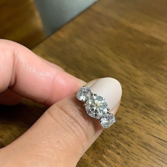 3pcs stone bridal engagement wedding ring - Picture 15 of 16